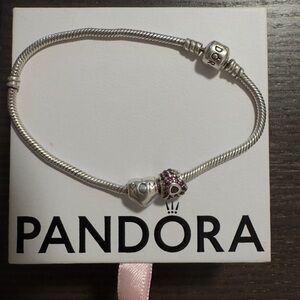 Pandora Silver Bracelet with Pink Charm